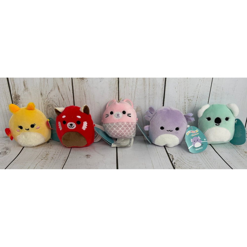 Squishmallows Micromallows Series 1 Monica Axolotl Coco Koala Cici Red Panda 5pk